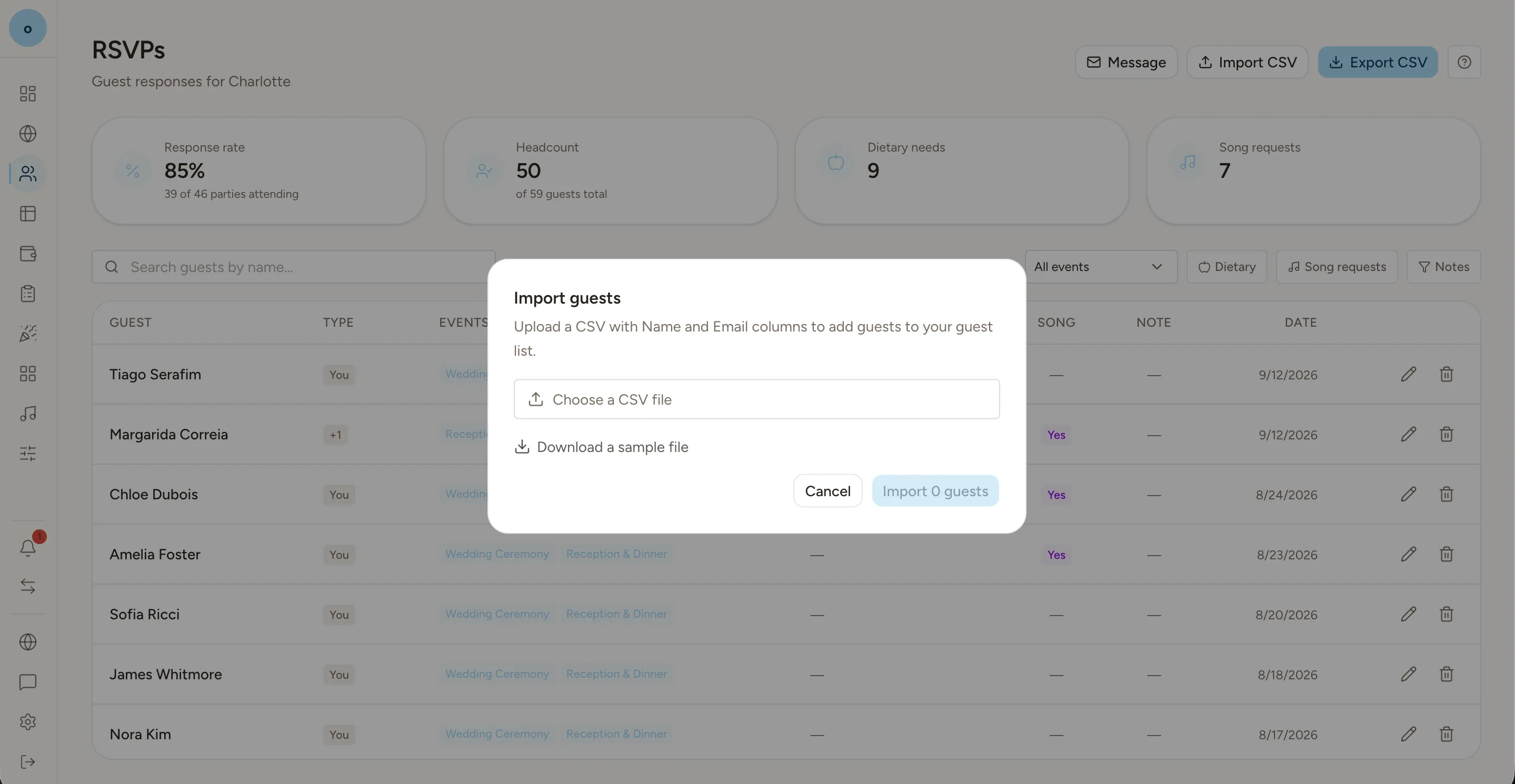 Import guests, skip the retyping
